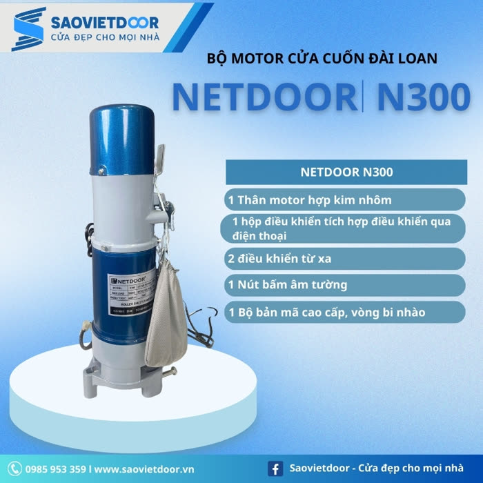 Bộ motor cửa cuốn Đài Loan Netdoor N300 tại Saovietdoor